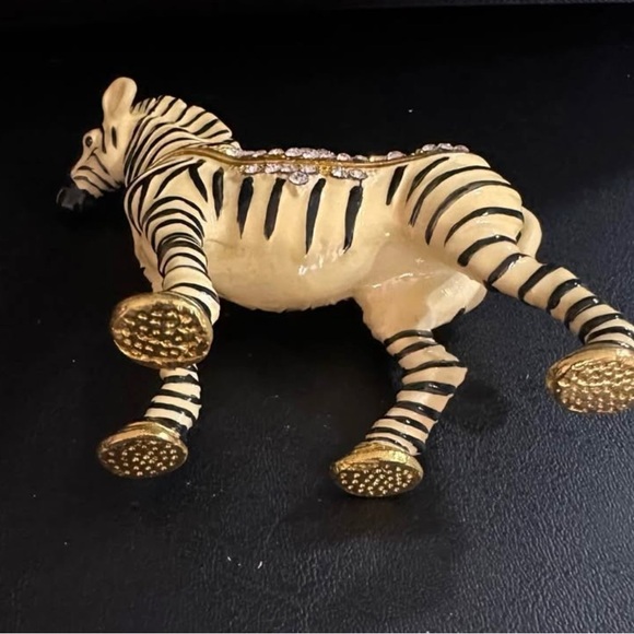 Decorative Zebra Trinket Box with Gold Accents - Picture 3 of 4